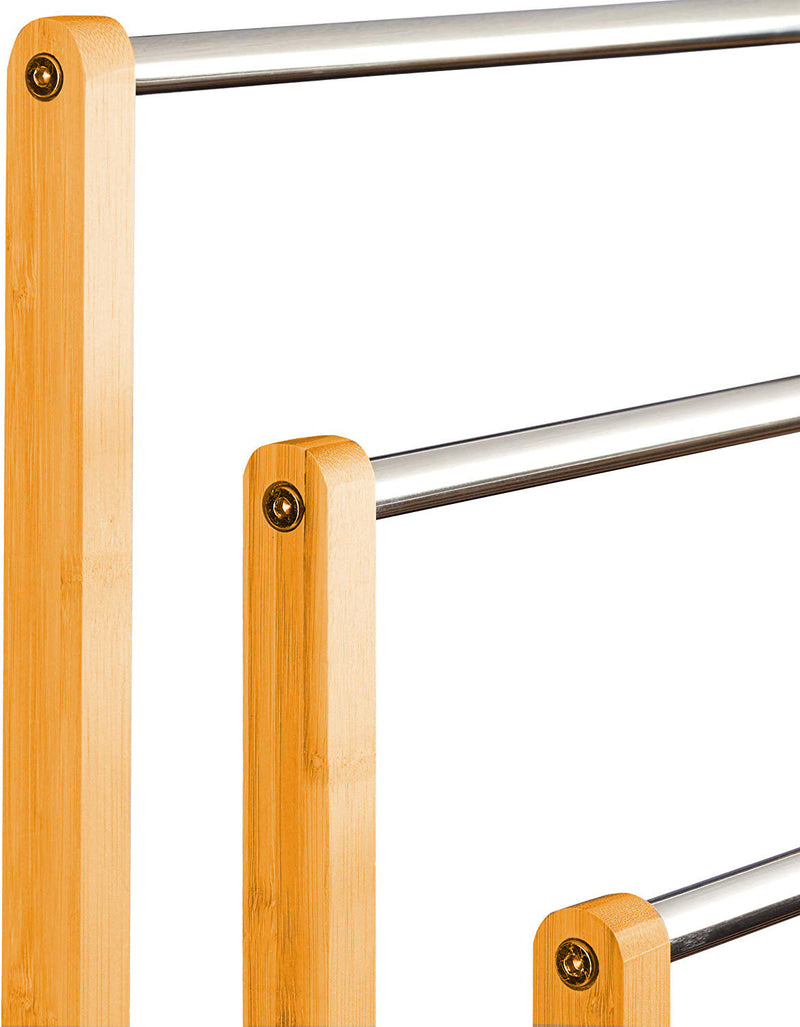 3-Tier Bamboo Freestanding Towel Rack for Bathroom in Natural - size and scale view