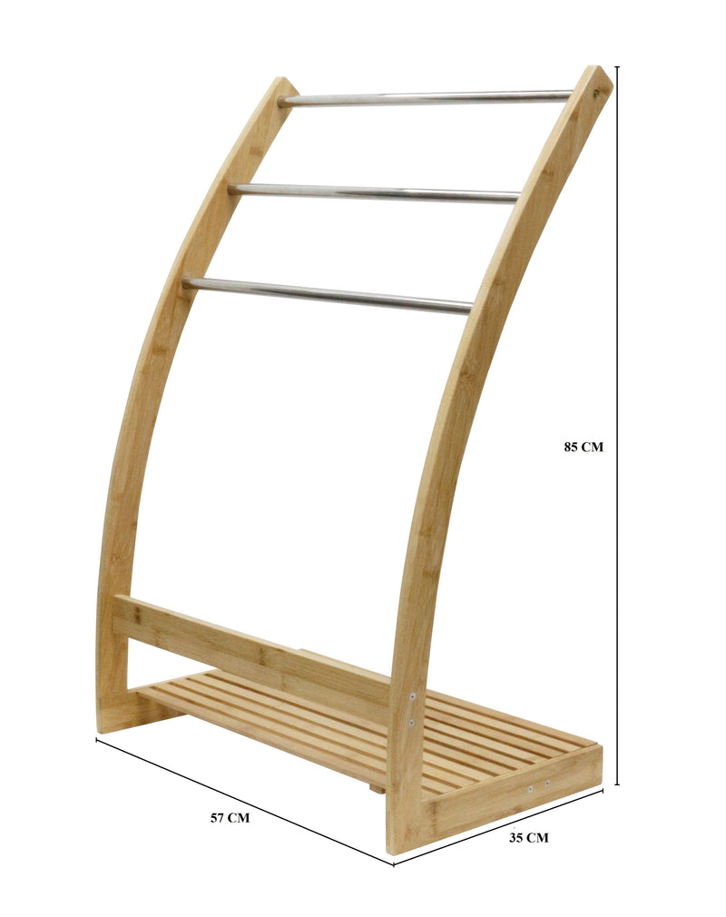 3-Tier Bamboo Towel Rack Freestanding Bar Upgraded Holder