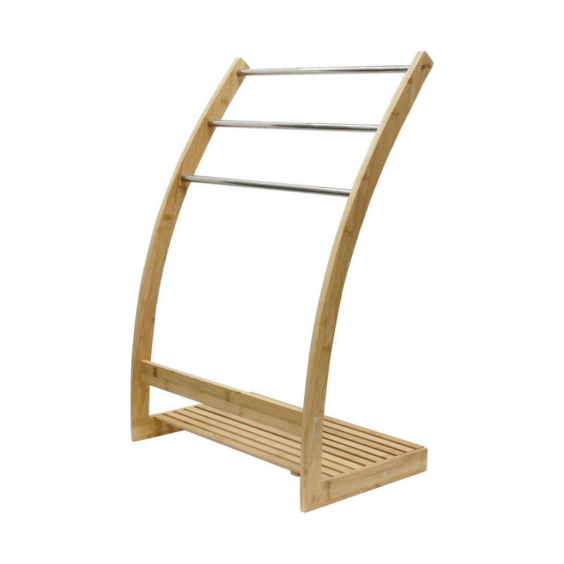 3-Tier Bamboo Freestanding Towel Rack with Shelf Upgraded in Natural - main product image