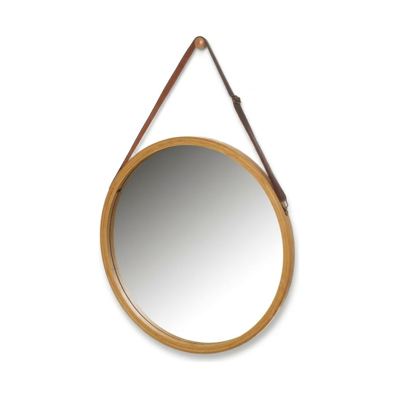 Round Hanging Wall Mirror, Bamboo Frame, 45cm in Natural - main product image