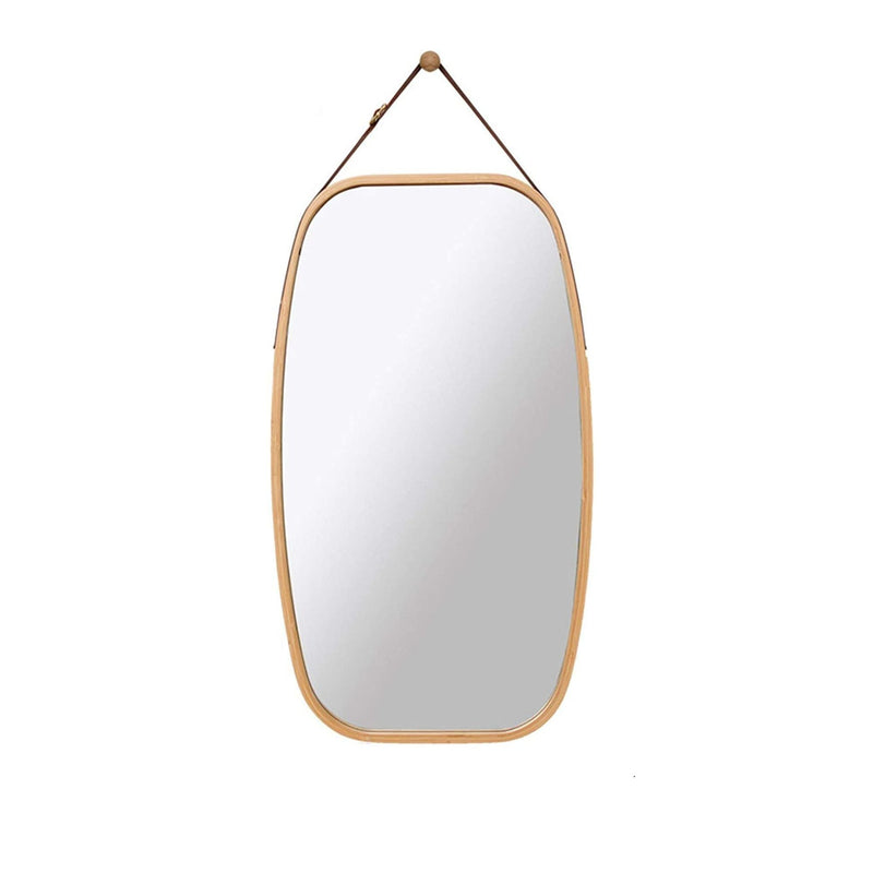 Hanging Wall Mirror, Solid Bamboo Frame, 74x43cm in Natural - main product image