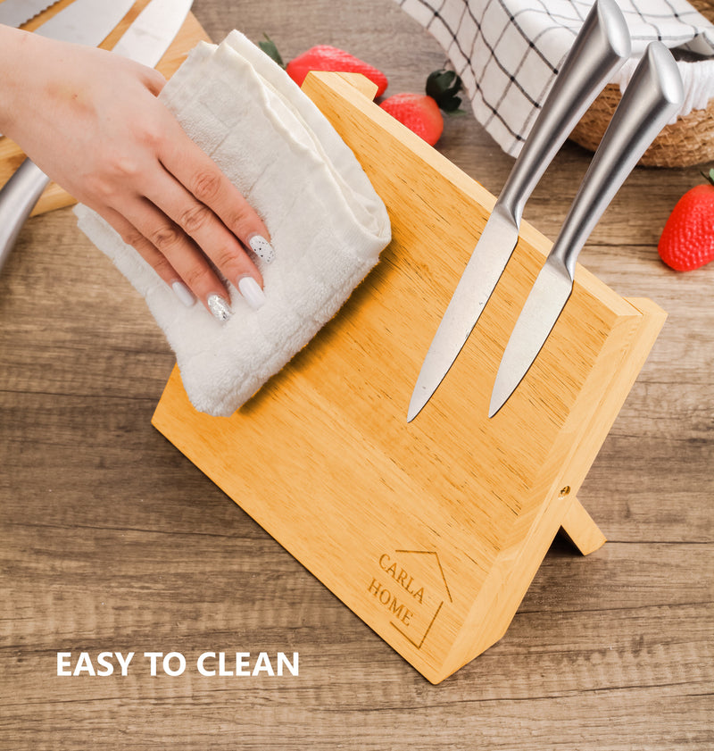 Magnetic Knife Block, Bamboo Knife Holder, Natural - detail view