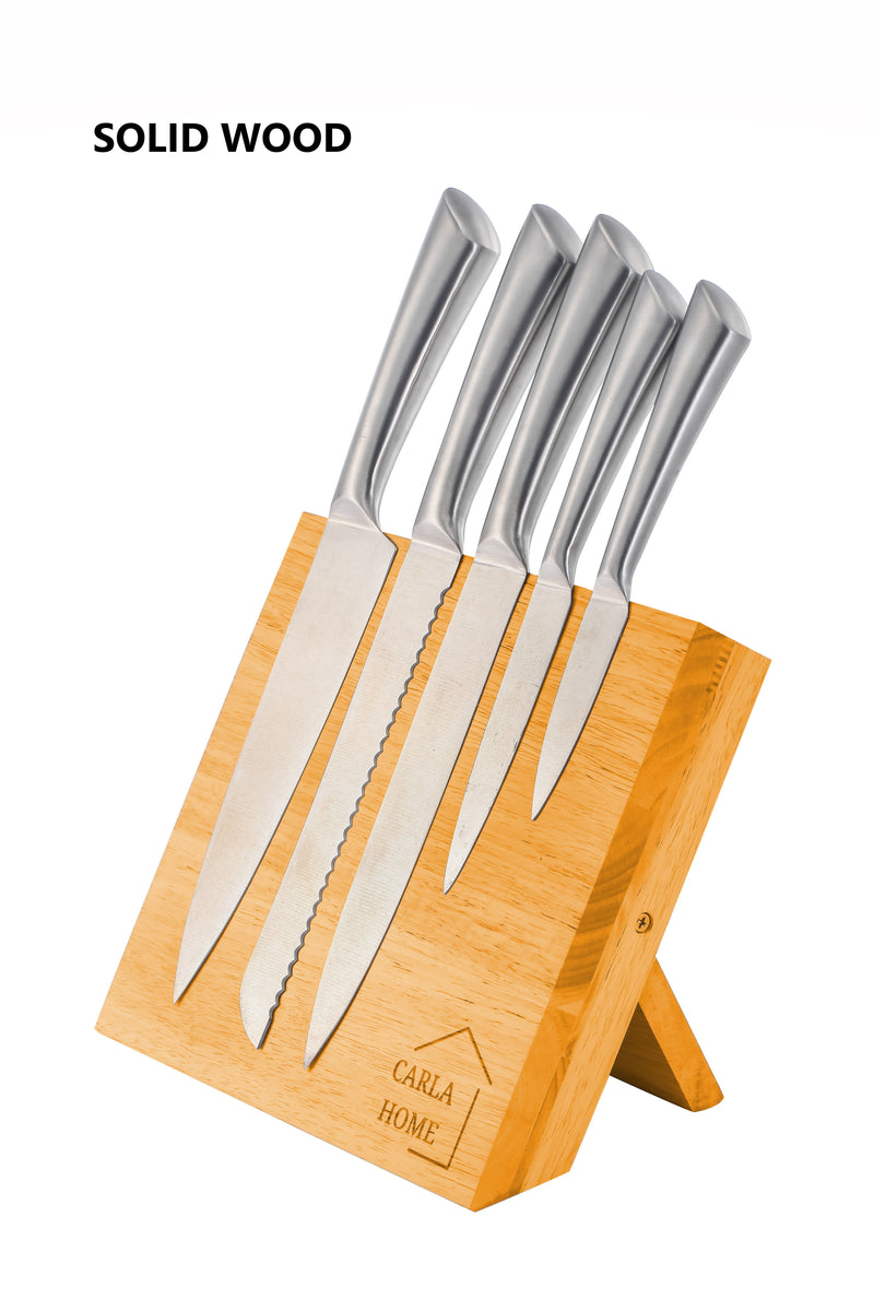 Magnetic Knife Block, Bamboo Knife Holder, Natural - size and scale view