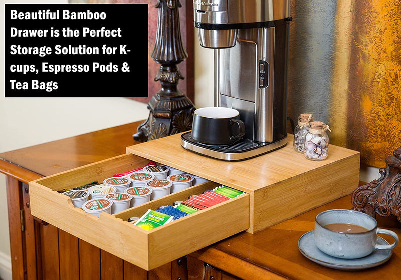 Bamboo K-Cup Coffee Pod Holder Storage Organizer for Kitchen in Natural - detail view