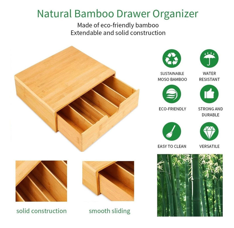 Bamboo K-Cup Coffee Pod Holder Storage Organizer for Kitchen in Natural - size and scale view