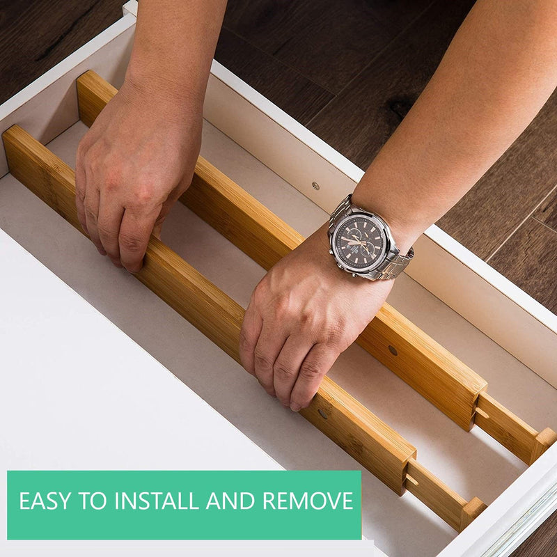 6-Pack Bamboo Adjustable Kitchen Drawer Dividers (Large, 44-55 cm) in Natural - additional product view