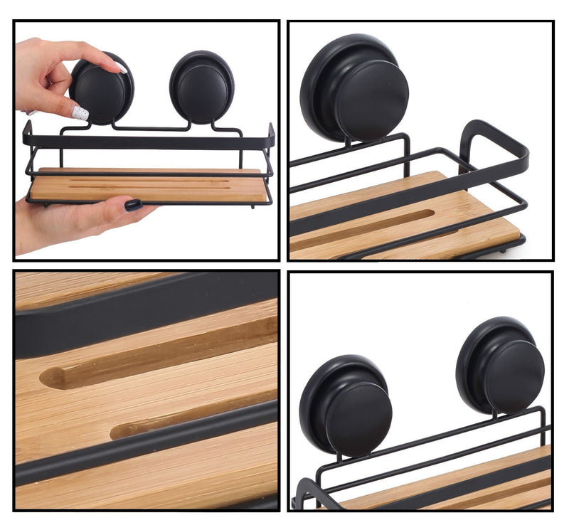 2-Pack Bamboo Corner Shower Caddy Shelf - Caddy Shower