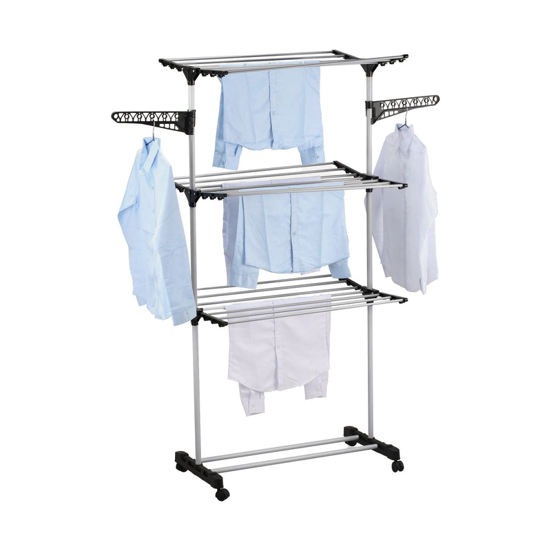 3-Tier Clothes Drying Rack, Rolling Folding, Sturdy & Portable in Grey - main product image