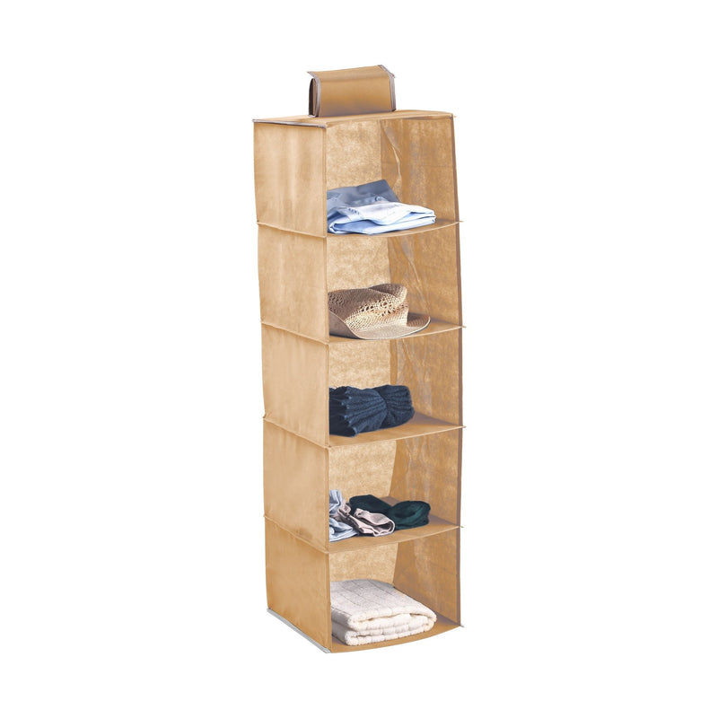 5-Tier Hanging Wardrobe Organiser, Non-Woven Fabric, Beige - main product image