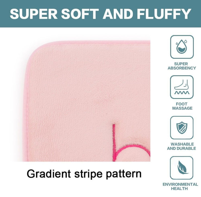 Memory Foam Bath Mat, Soft Absorbent Rug, 60x40cm, Pink - size and scale view