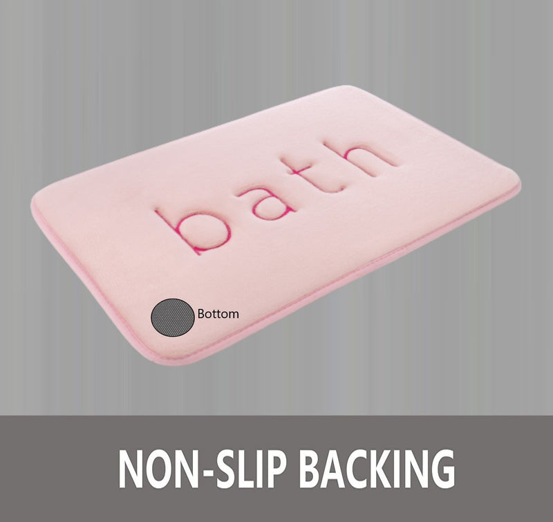 Memory Foam Bath Mat Soft Absorbent Rug - Pink - 60x40cm