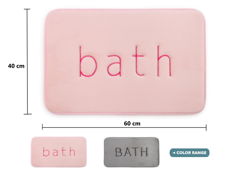 Memory Foam Bath Mat Soft Absorbent Rug - Pink - 60x40cm
