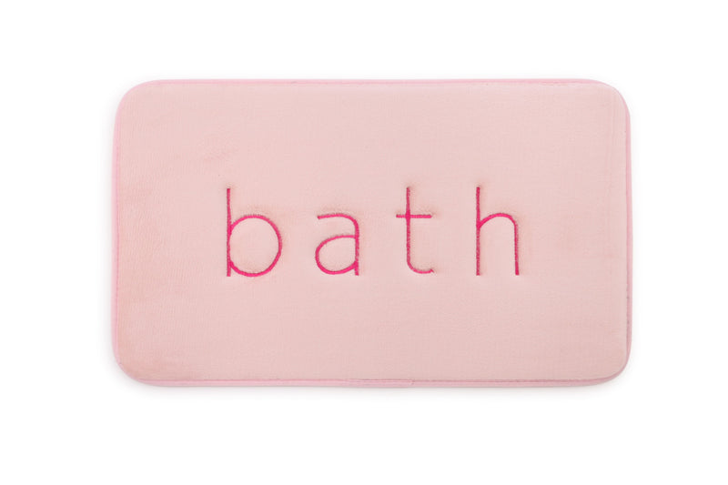 Memory Foam Bath Mat Soft Absorbent Rug - Pink - 60x40cm