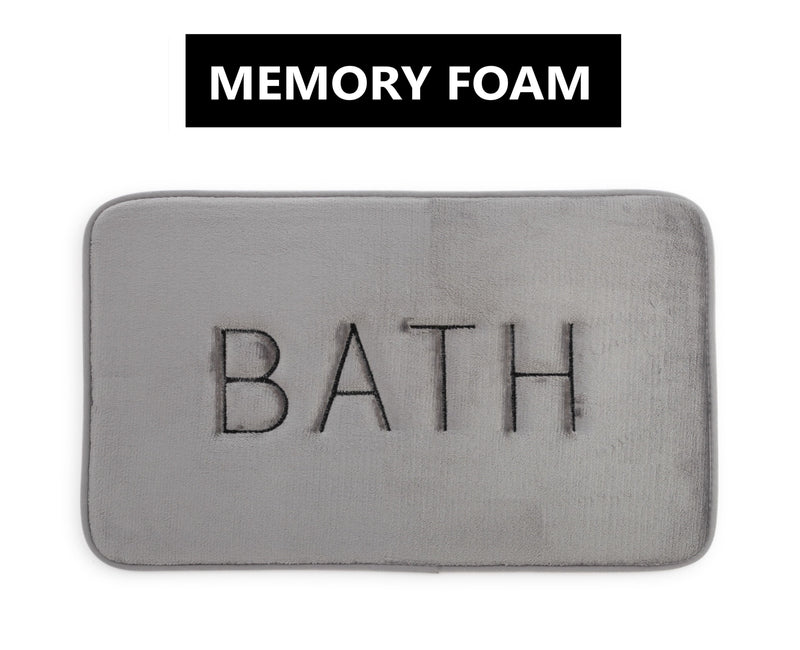 Memory Foam Bath Mat, Soft Absorbent Rug, 60x40cm, Grey - alternate angle
