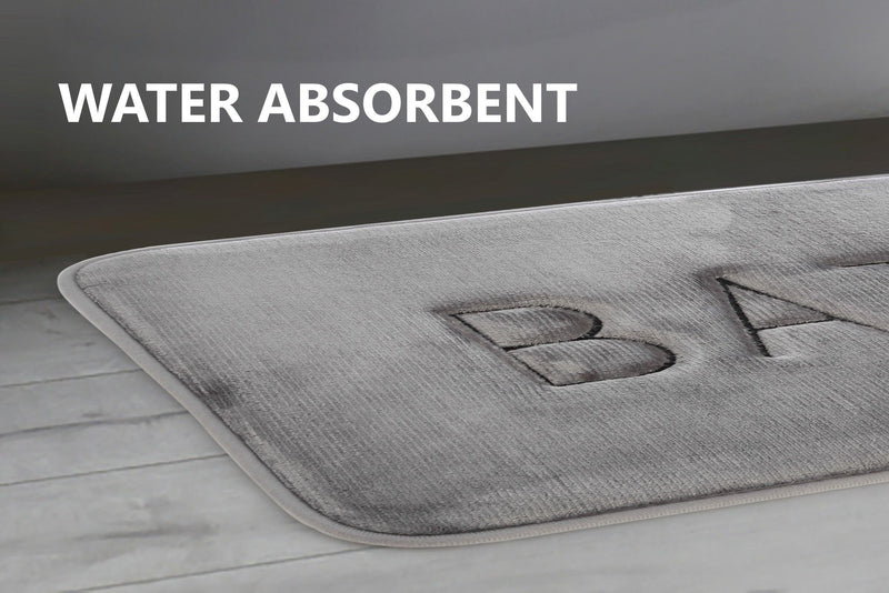 Memory Foam Bath Mat, Soft Absorbent Rug, 60x40cm, Grey - additional product view