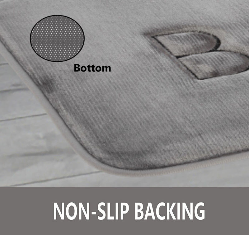 Memory Foam Bath Mat Soft Absorbent Rug - Grey - 60x40cm