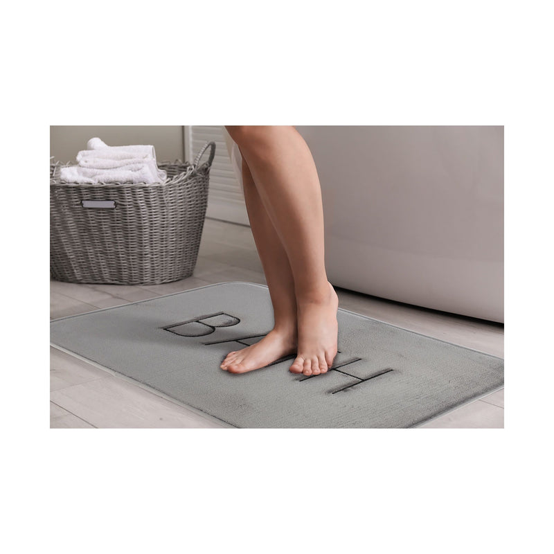 Memory Foam Bath Mat, Soft Absorbent Rug, 60x40cm, Grey - main product image