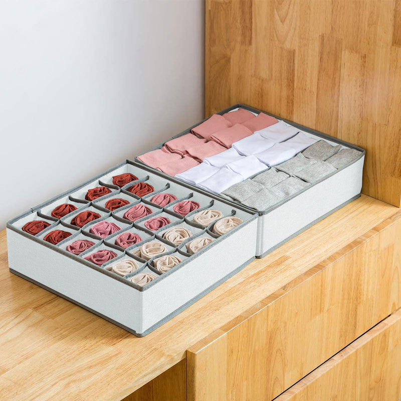 Drawer Organiser Set of 2, 40 Cell Fabric Divider, Grey - size and scale view