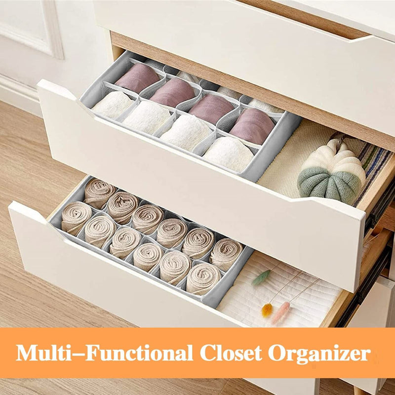 Fabric Drawer Organiser Set of 2 for Home Storage - Grey
