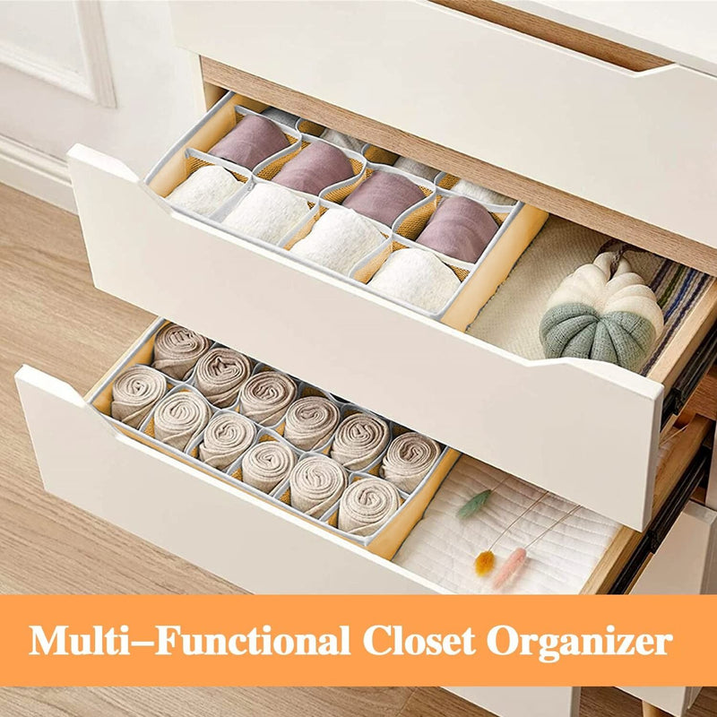 Drawer Organiser Set of 2, 40 Cell Fabric Divider, Beige - additional product view