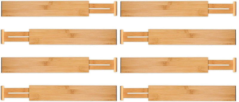 8-Pack Bamboo Adjustable Kitchen Drawer Dividers (Large, 44-55 cm) in Natural - additional product view