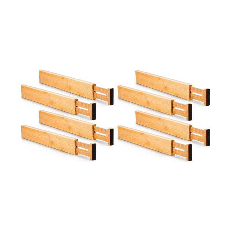 8-Pack Bamboo Adjustable Kitchen Drawer Dividers (Large, 44-55 cm) in Natural - main product image