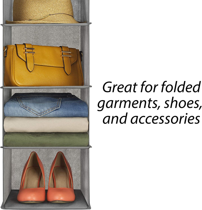 2-Pack - 5-Tier Hanging Wardrobe Organiser Grey