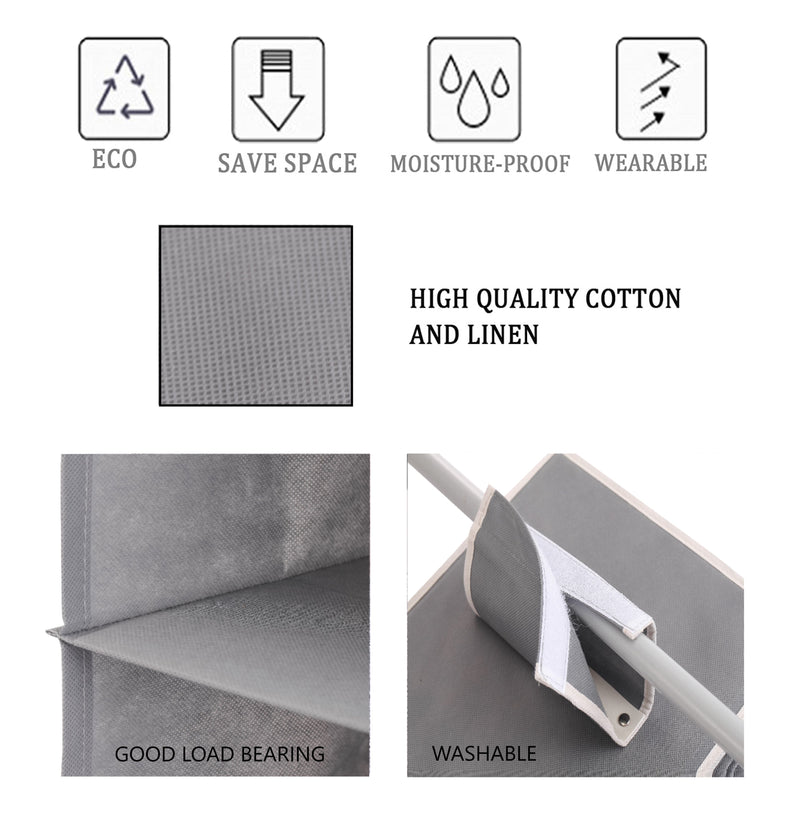 3 Pack 5-Tier Hanging Wardrobe Organiser, Non-Woven Fabric, Grey - additional product view