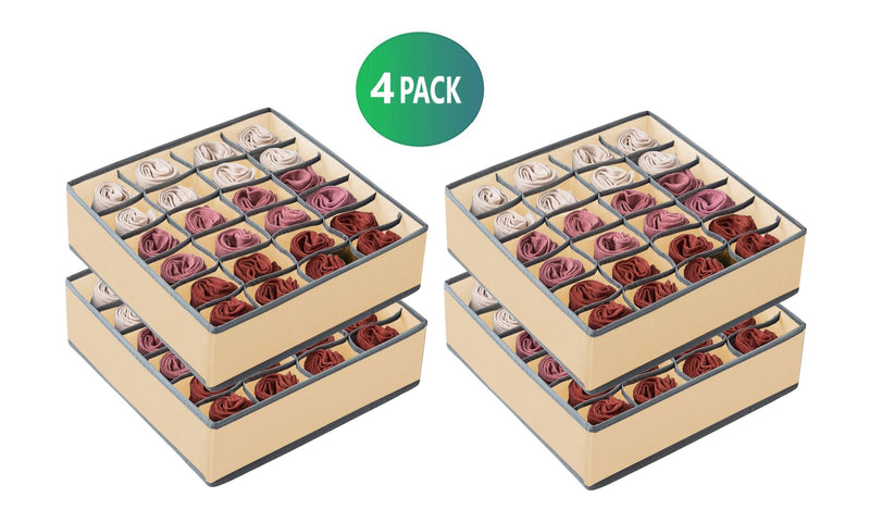 Drawer Organiser Divider, 20 Cell Fabric, Pack of 4, Beige - alternate angle