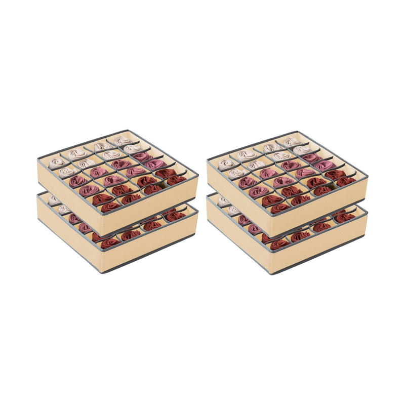 Drawer Organiser Divider, 20 Cell Fabric, Pack of 4, Beige - main product image
