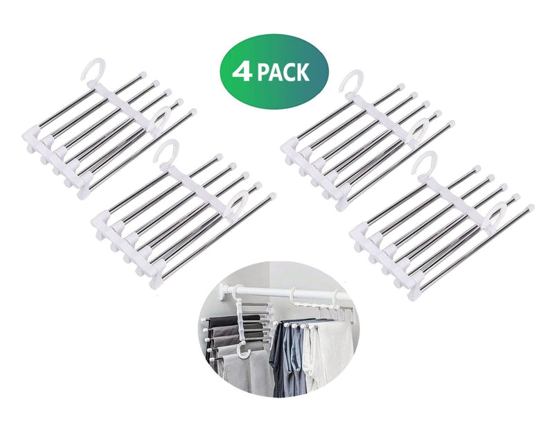 5 in 1 Pants Hangers, Pack of 4, Space Saving, Grey - alternate angle