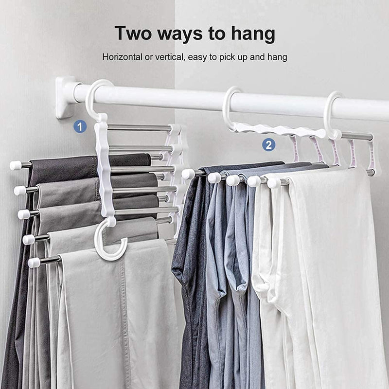 5 in 1 Pants Hangers, Pack of 4, Space Saving, Grey - additional product view