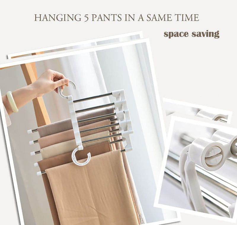 5 in 1 Adjustable Pants Hangers - Pack of 4