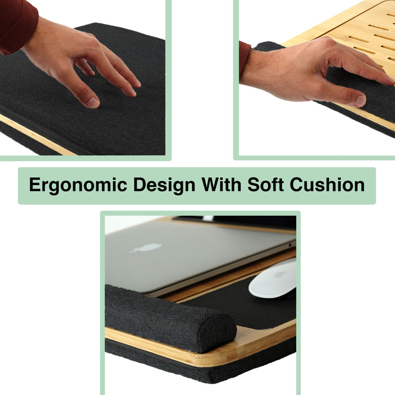 Bamboo Laptop Lap Desk with Cushion, Portable & Adjustable, Black - additional product view
