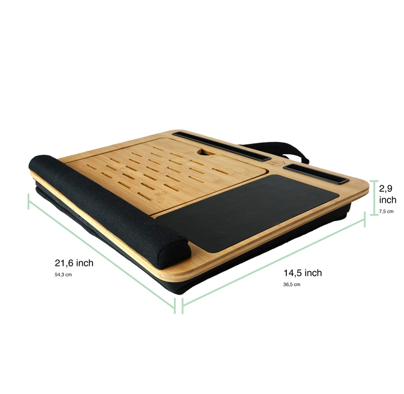Bamboo Laptop Lap Desk with Cushion and Carry Bag - Adjustable