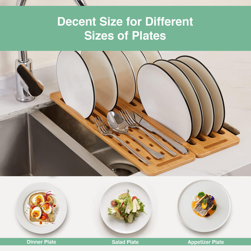 Foldable Bamboo Dish Drying Rack, Over Sink Dish Drainer, Natural - additional product view