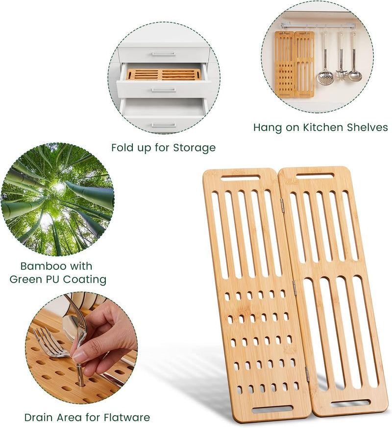 Foldable Bamboo Dish Drying Rack Over Sink