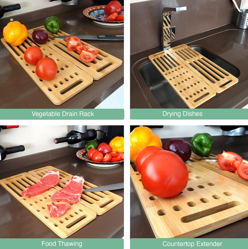 Foldable Bamboo Dish Drying Rack Over Sink