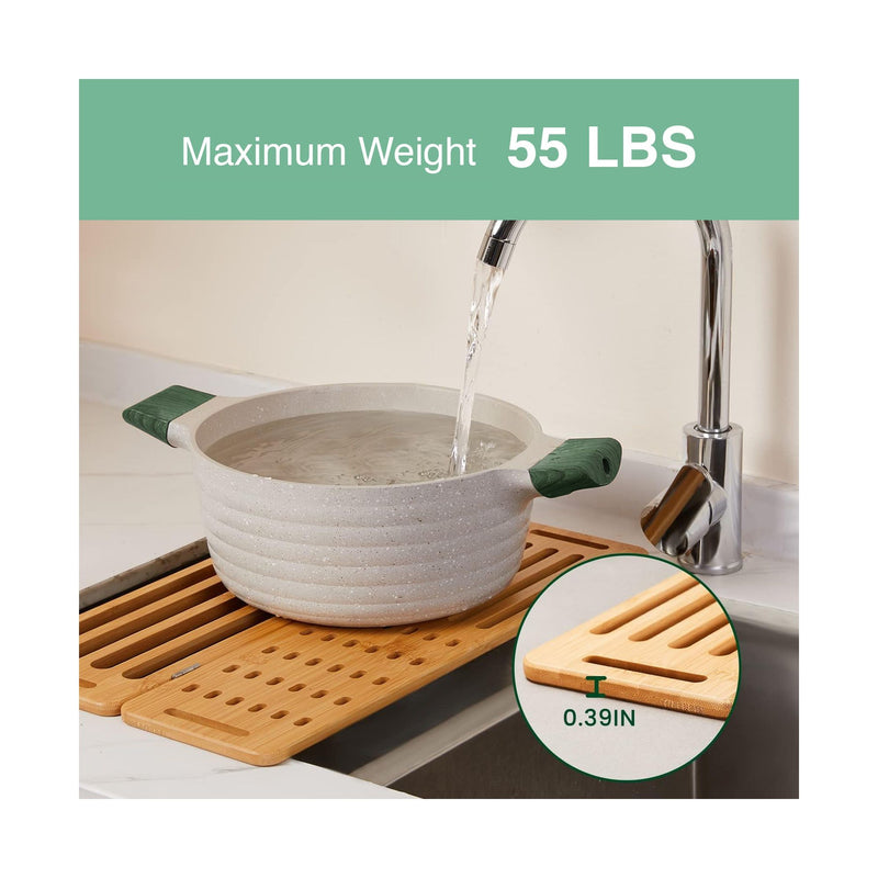 Foldable Bamboo Dish Drying Rack, Over Sink Dish Drainer, Natural - main product image
