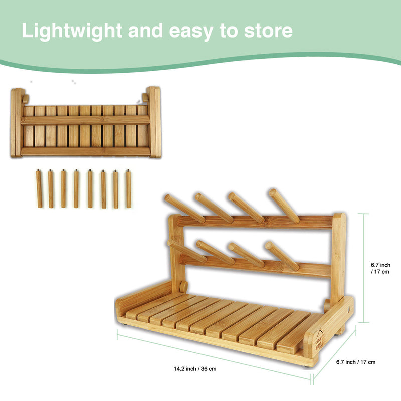 Bamboo Baby Bottle Drying Rack with Bottle Brush, Portable, Kitchen in Natural - additional product view