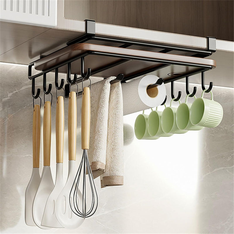 Multifunctional Under Cabinet Cutting Board Holder Rack, Black - main product image