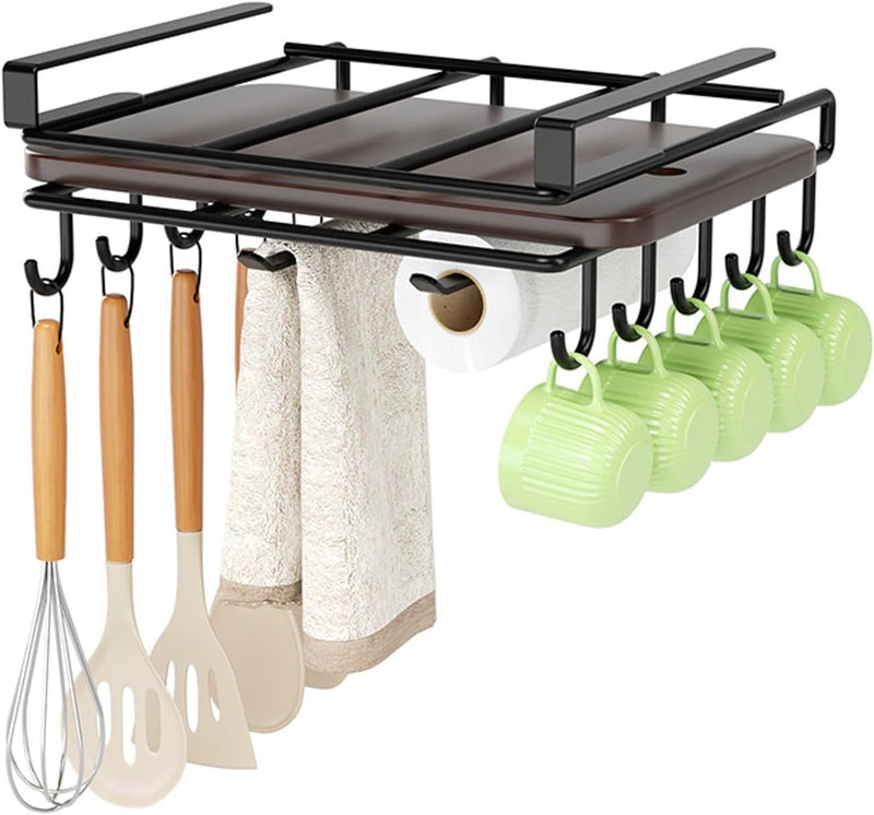 Multifunctional Under Cabinet Cutting Board Holder Rack, Black - alternate angle