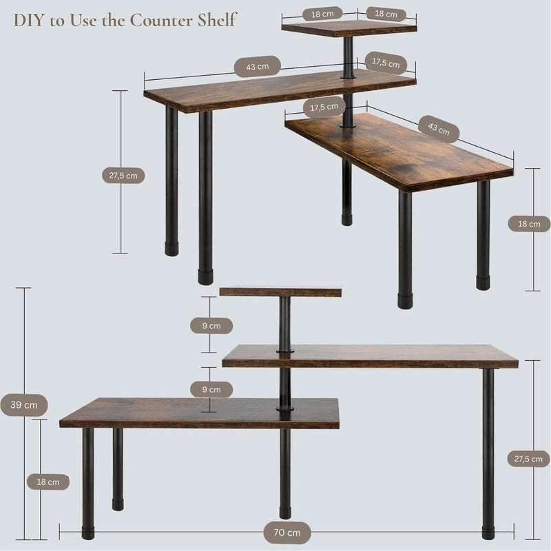 3 Tier Metal Corner Spice Rack with Hooks