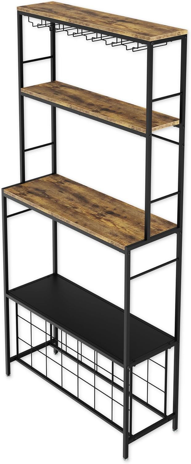 Wine Rack for 20 Bottles with Wood Countertop, Brown - alternate angle
