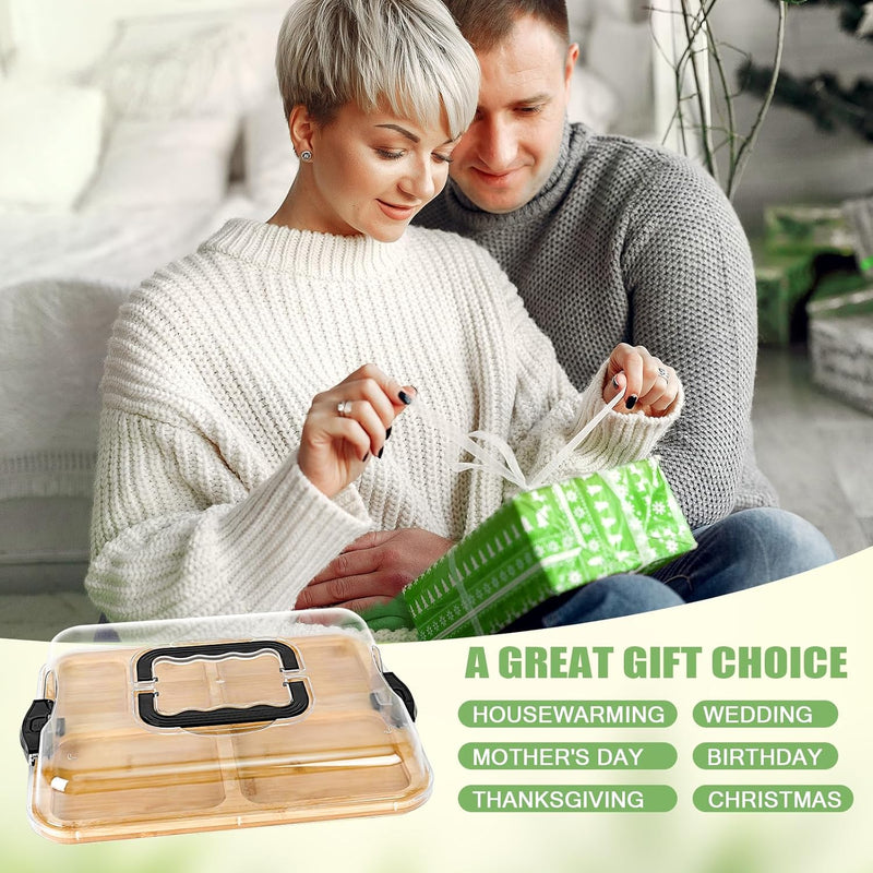 Bamboo Charcuterie Board with Lid and Handle for Entertaining
