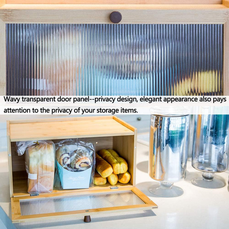 Bamboo Bread Box for Kitchen Countertop Storage, Natural - detail view