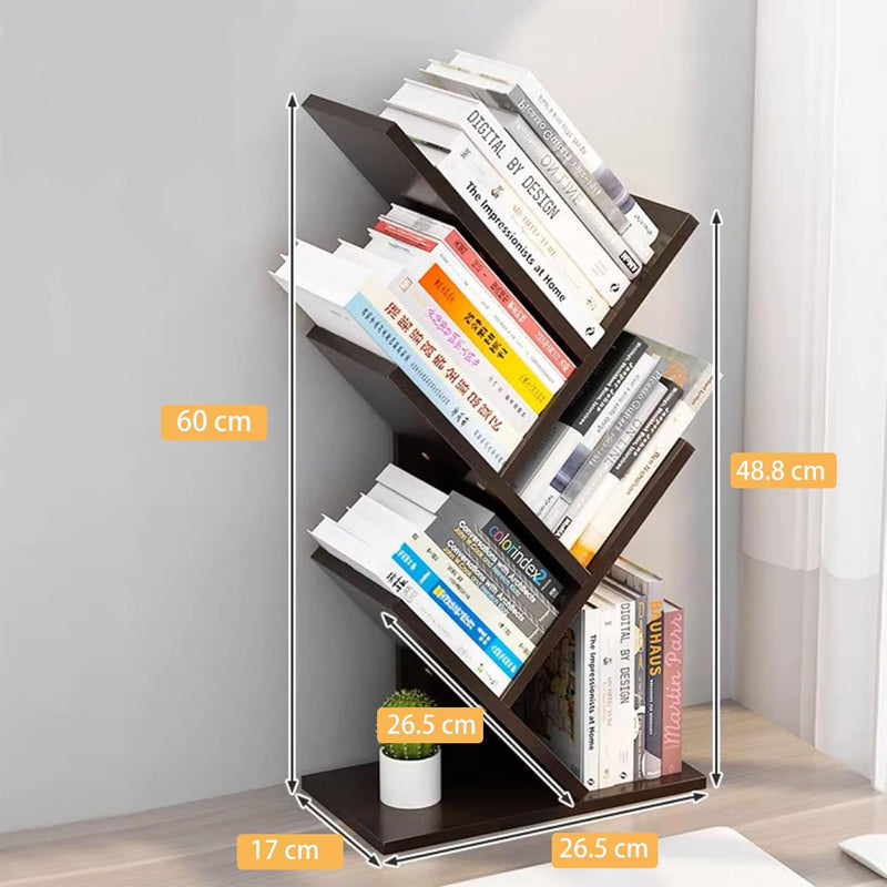 5-Tier Tree Bookshelf Storage Rack for Home Office or Bedroom, Black - alternate angle