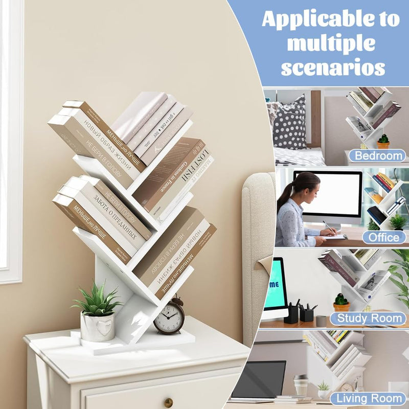 5-Tier Tree Bookshelf Storage Rack for Home Office or Bedroom