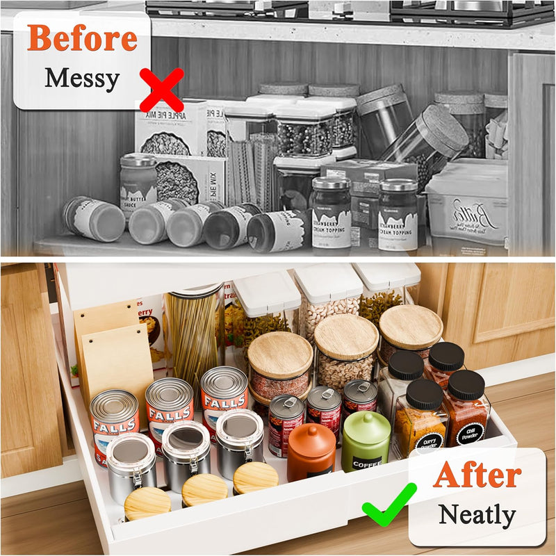 Pull Out Cabinet Organizer with Adjustable Slide Out Shelf for Kitchen, White - size and scale view