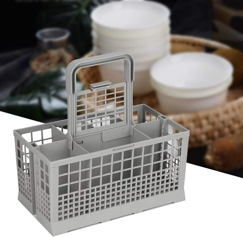 8 Slot Universal Dishwasher Cutlery Basket with Handle, Grey - detail view